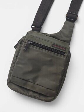 Hedgren Olive Khaki-Taupe Nylon Crossbody Shoulder Bag Adjustable Strap Pockets